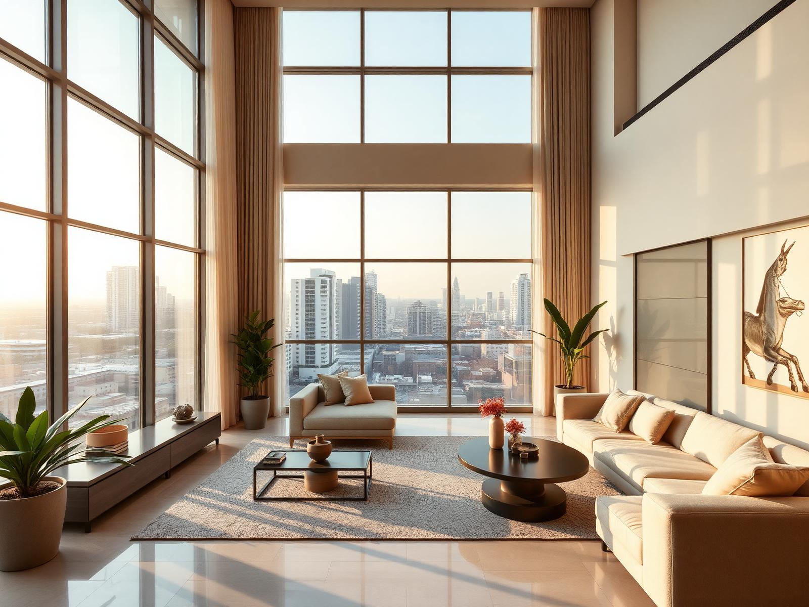 Premium living room with city view